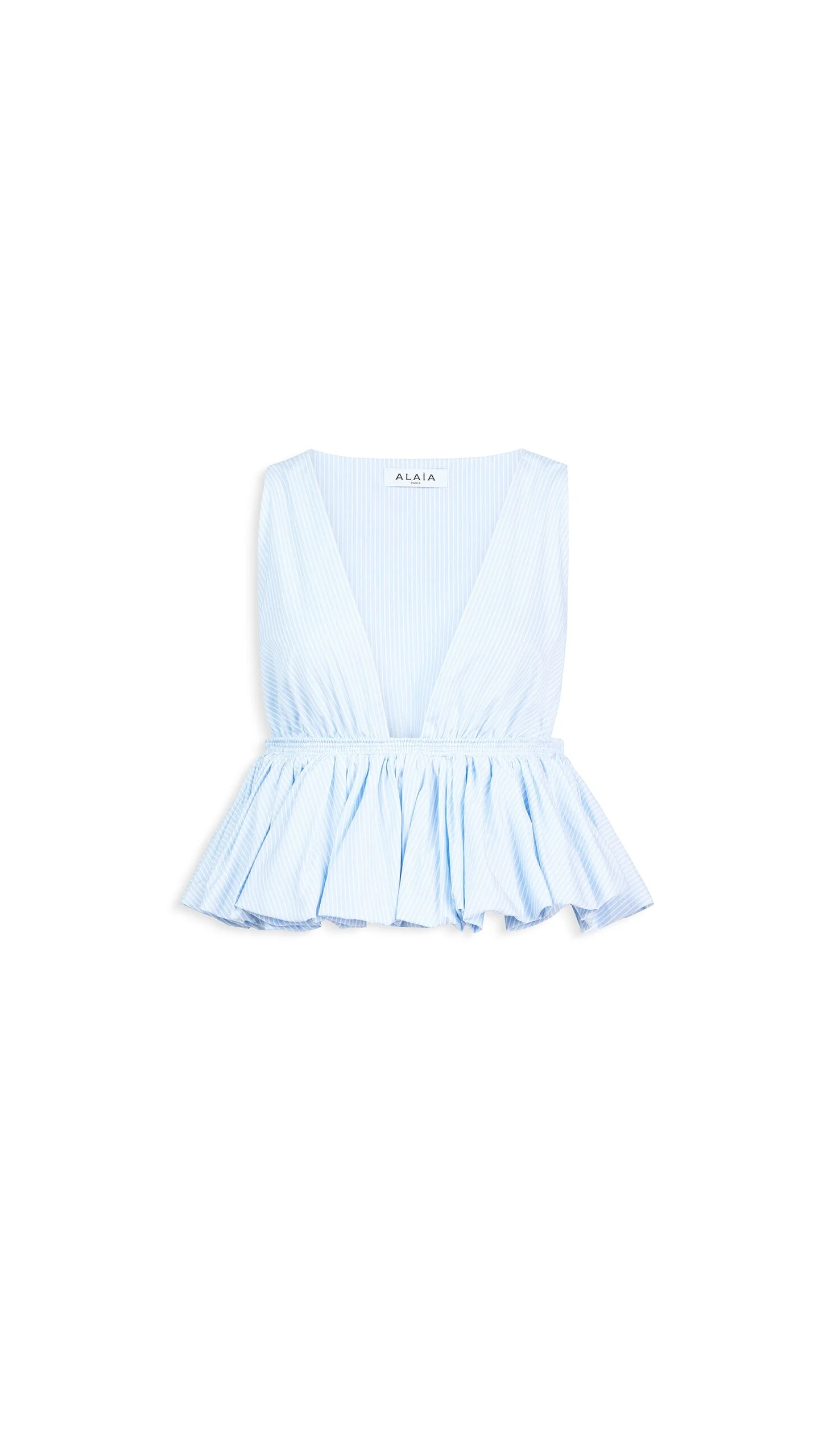 STRIPED COTTON PEPLUM TOP - 1