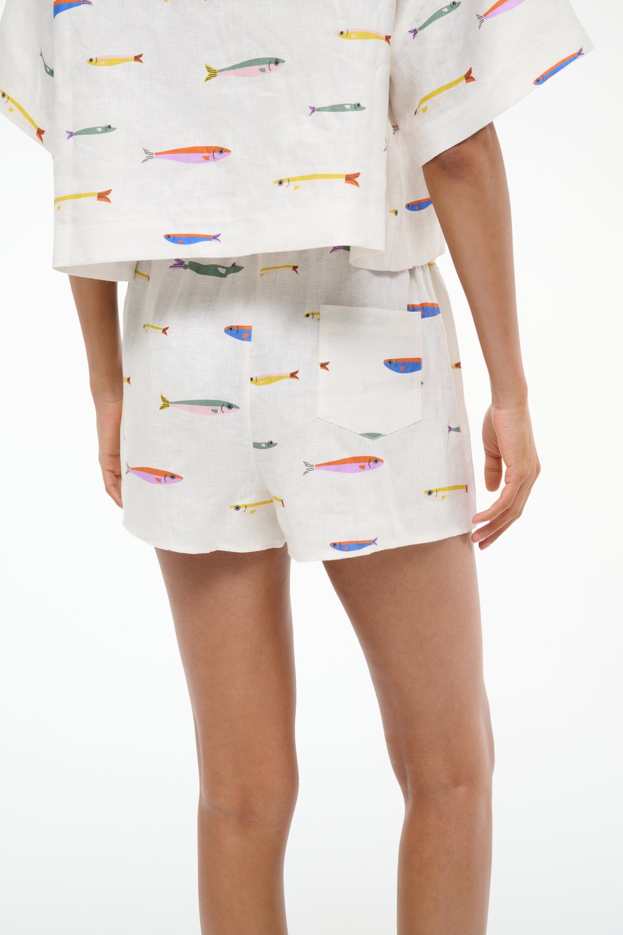 STAUD PADDLE LINEN SHORT POP SARDINES IVORY - 5
