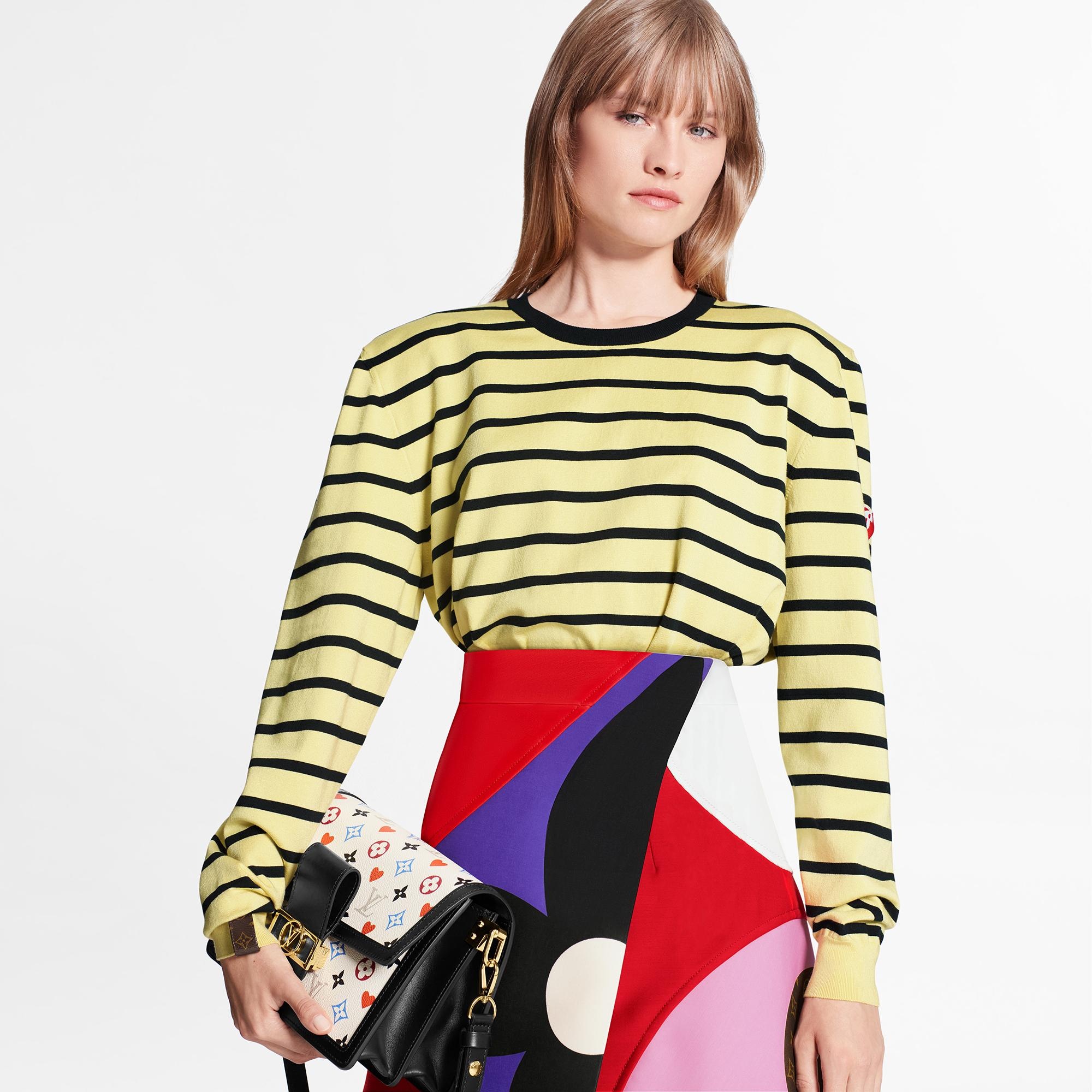 Long-Sleeved Sailor Stripe Crew Neck Pullover  - 3