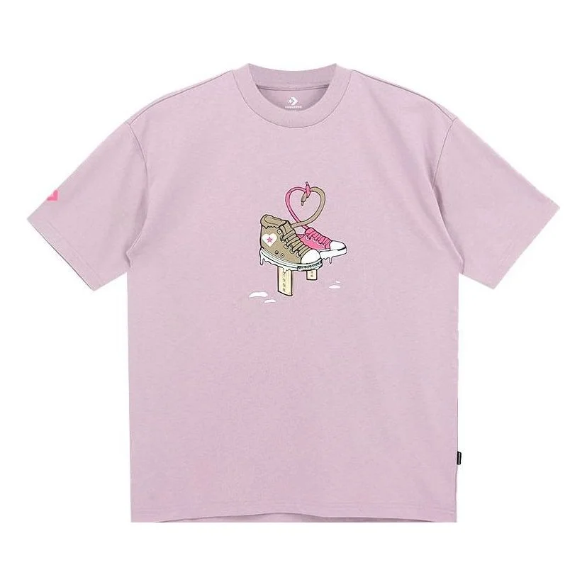 Converse Shoe Tie Heart Logo T-Shirt 'Blush Purple' 10023156-A03 - 1
