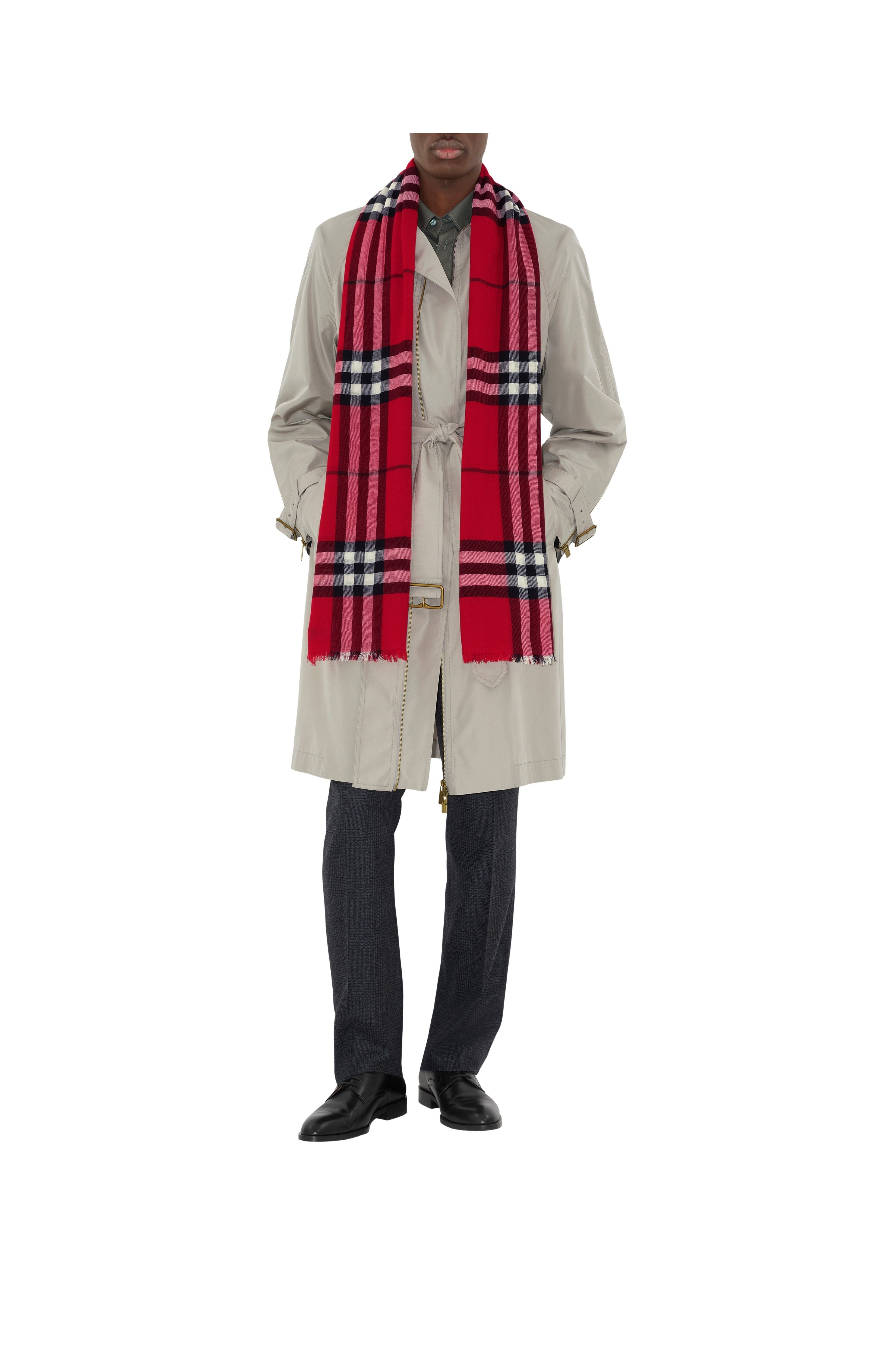 burberry Wide Check Wool Scarf in Post Red at Nordstrom - 4