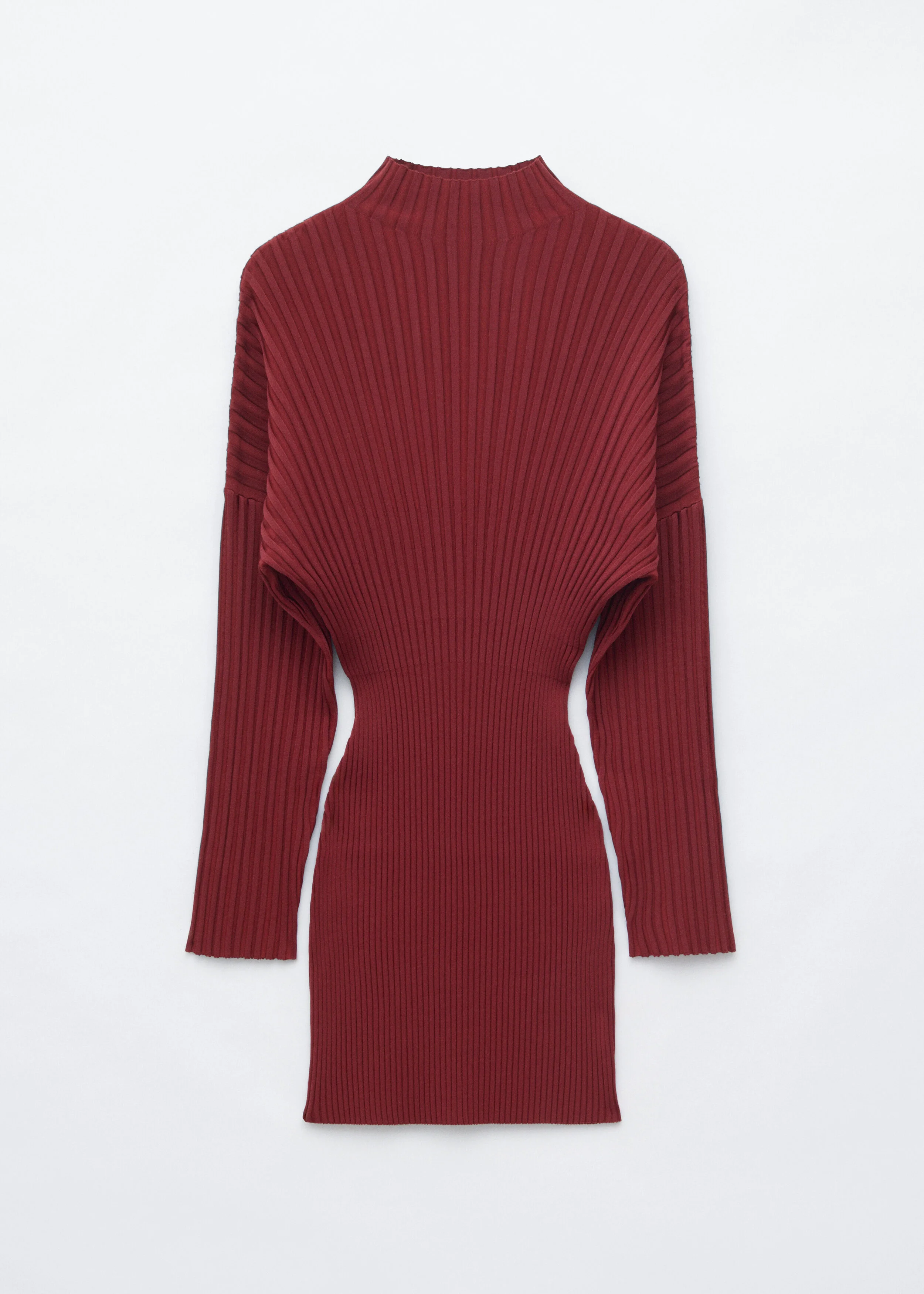Mock-Neck Ribbed Dress - 1