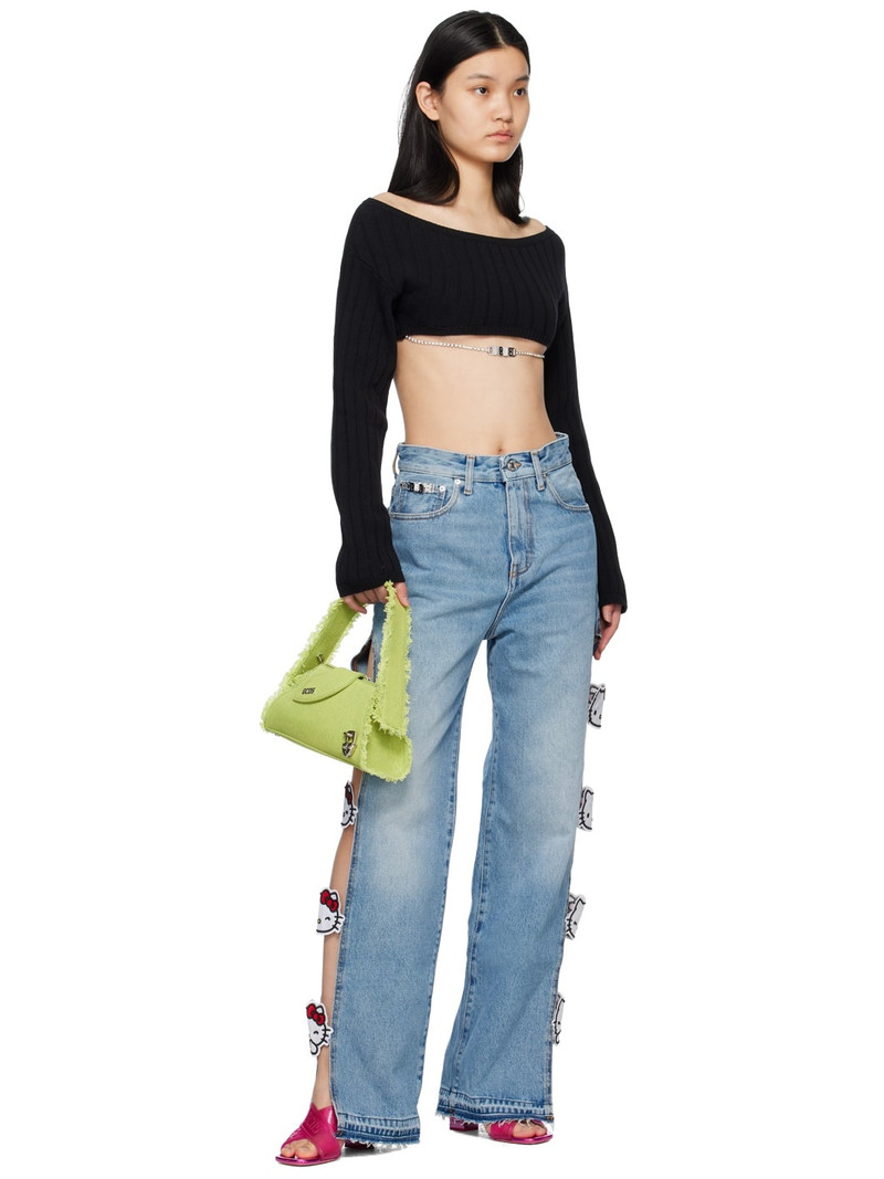 GCDS Black Crystal Chain Sweater outlook