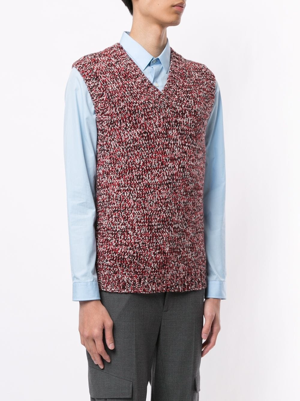 melange V-neck vest - 3