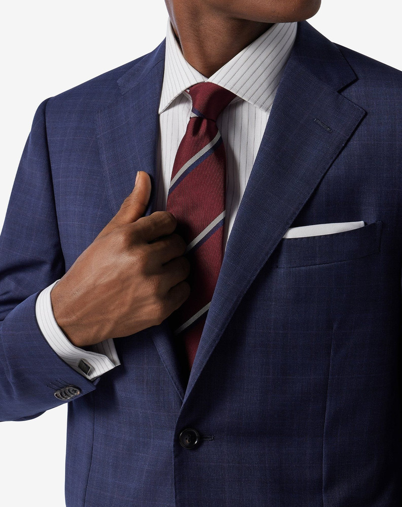 CORNELIANI Regimental burgundy silk tie outlook