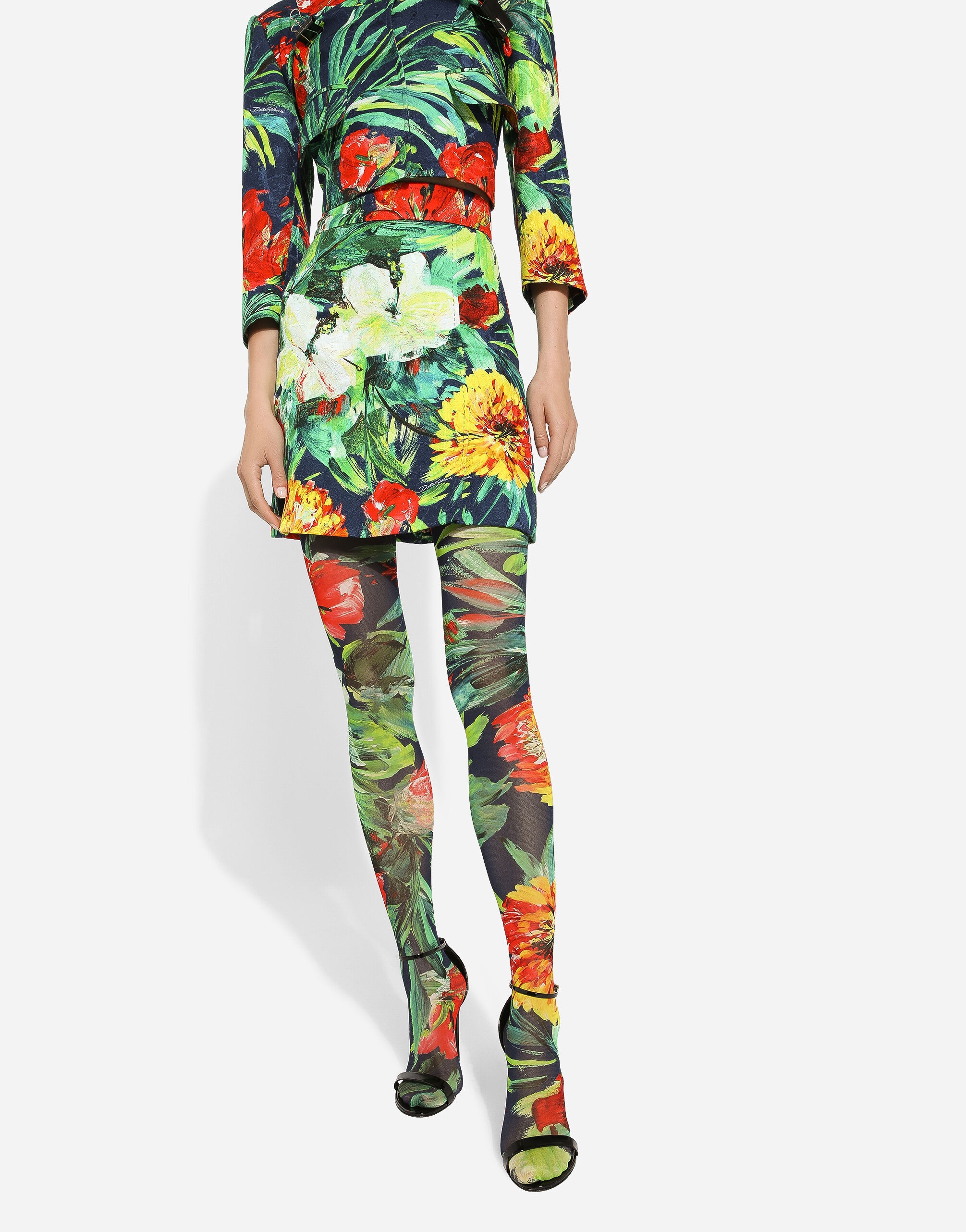 Bloom-print brocade miniskirt - 4