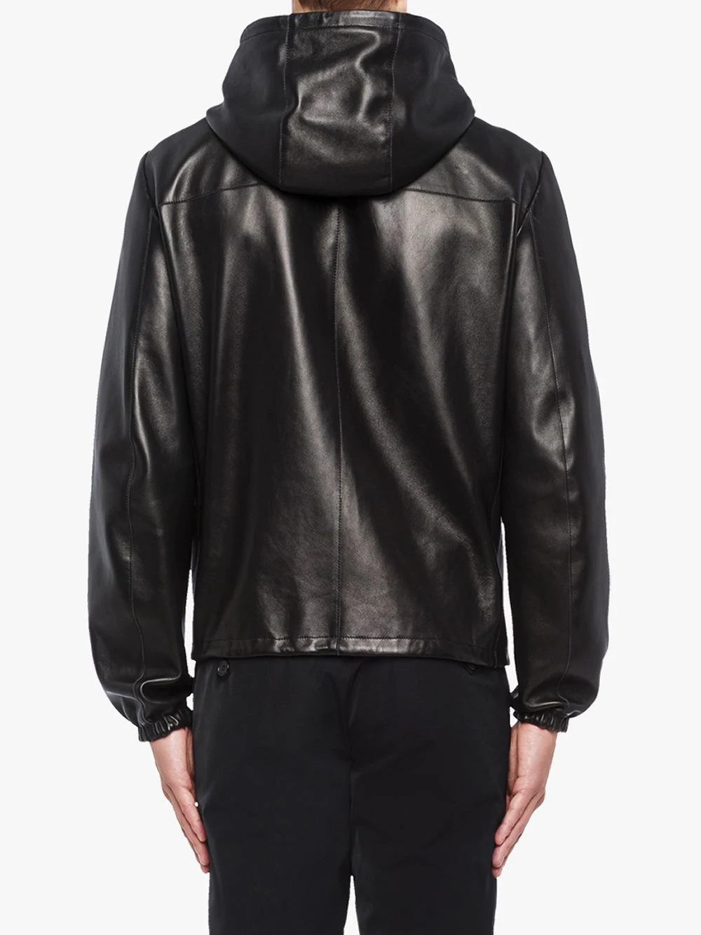 hooded leather jacket - 4