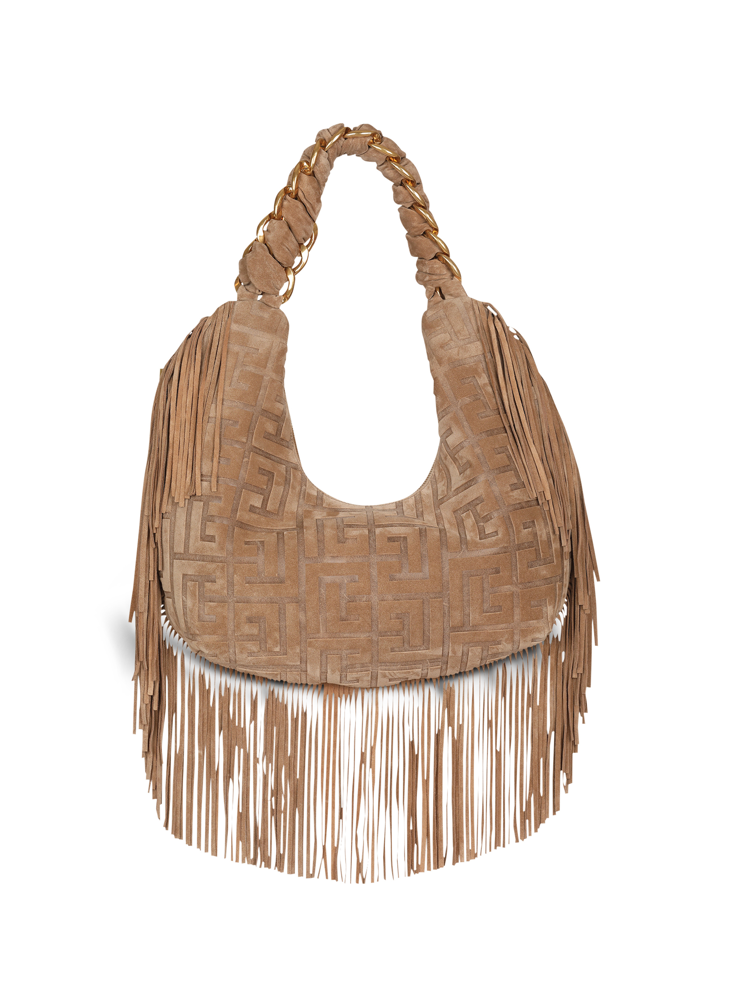 Suede Pillow Hobo bag with fringe - 4