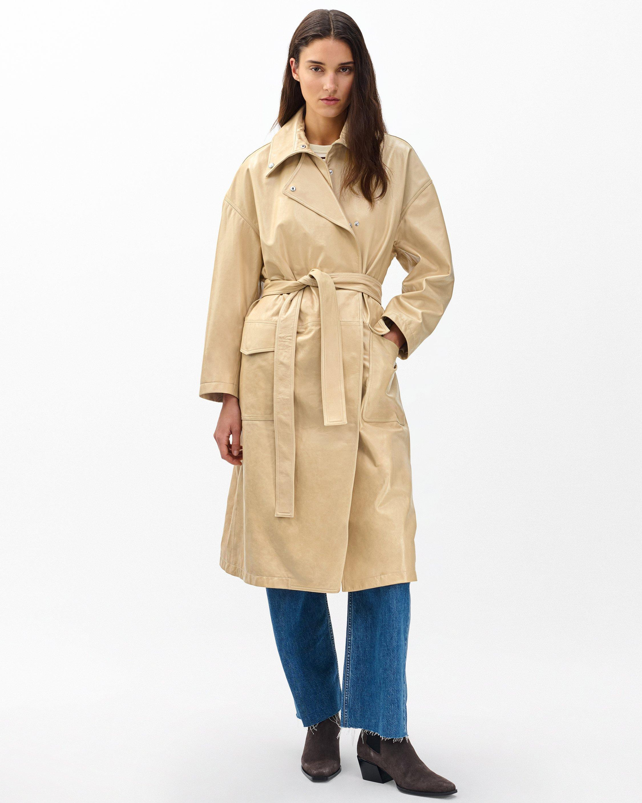 Rue Lamb Leather Trench Coat - 2