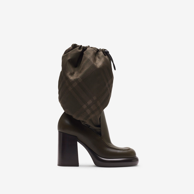Leather and Nylon Blend Wedge Boots - 1