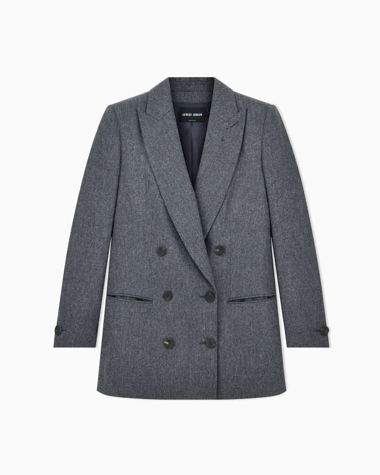 DOUBLE-BREASTED JACKET IN VIRGIN WOOL FLANNEL AND CASHMERE - 1