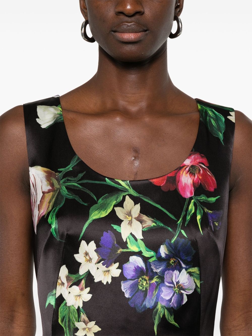floral-print satin midi dress - 5