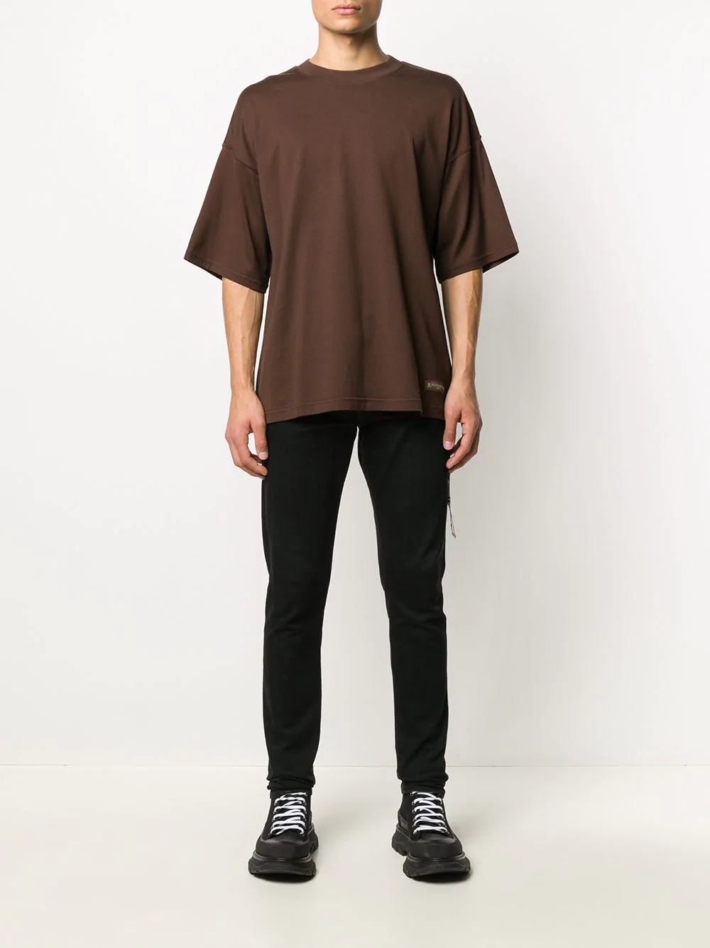 brown graphic-print t-shirt - 3