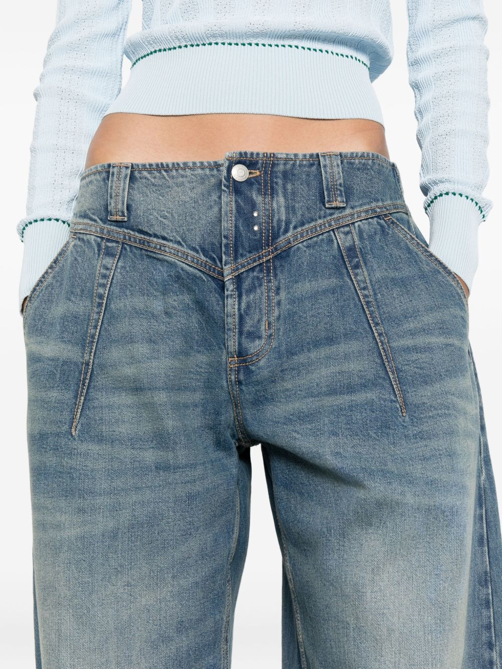 whiskering-effect jeans - 5