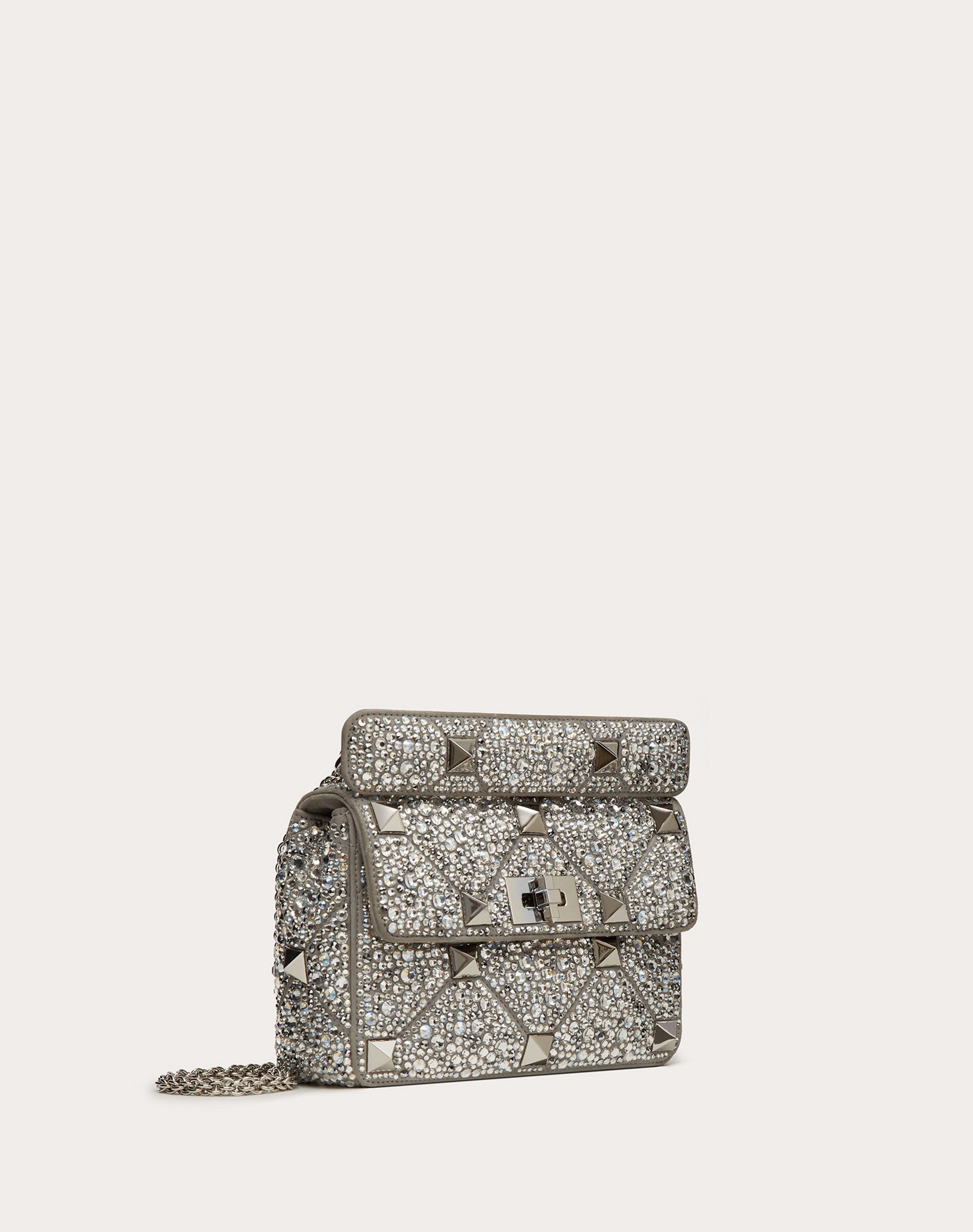 MEDIUM ROMAN STUD THE SHOULDER BAG WITH CHAIN AND SPARKLING EMBROIDERY - 2