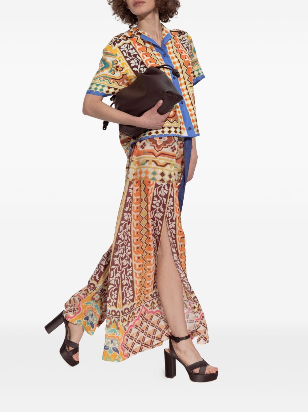 patterned tie-waist trousers - 5
