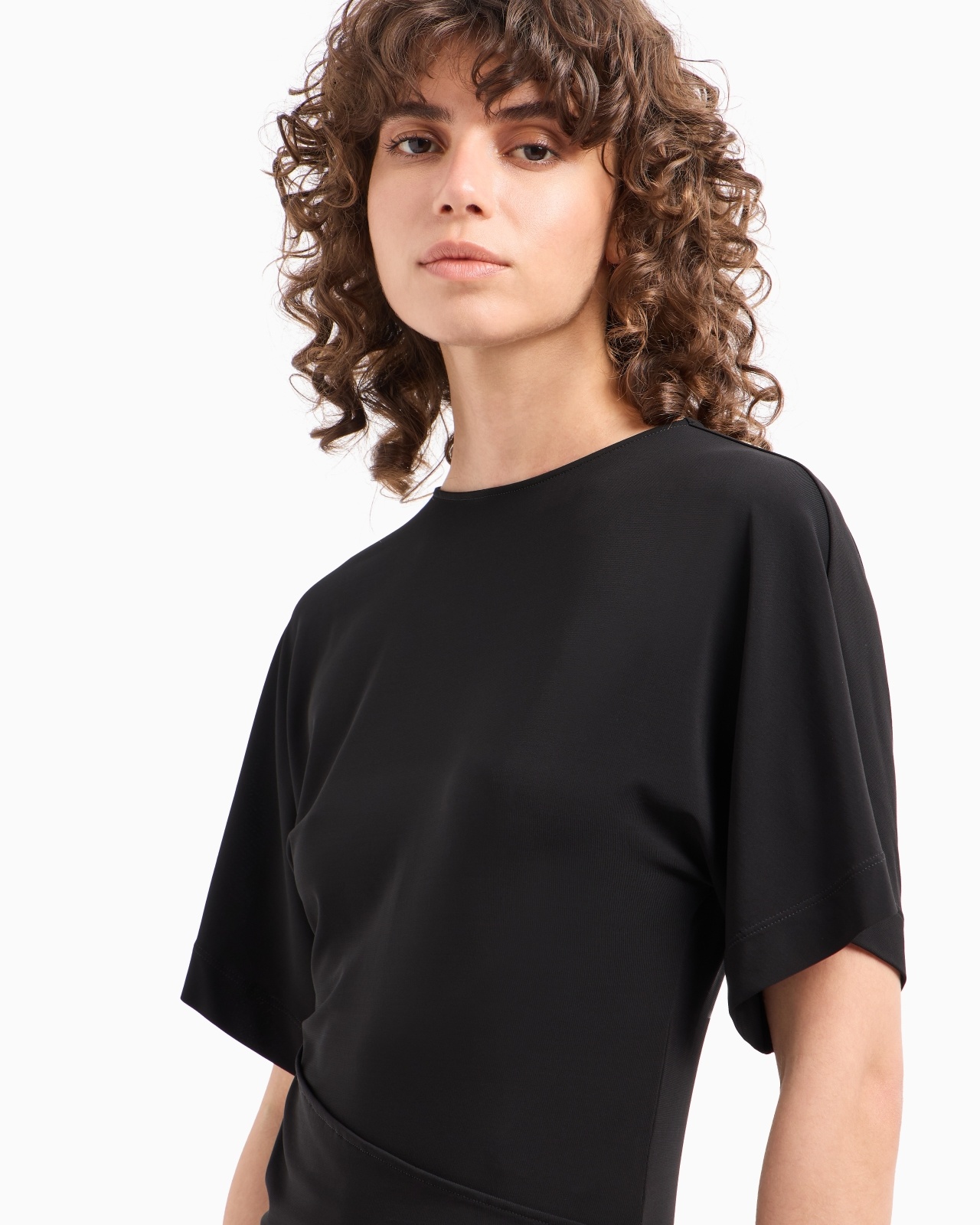 DAWN TO DUSK STRETCH-JERSEY DRESS WITH FLOUNCE - 5