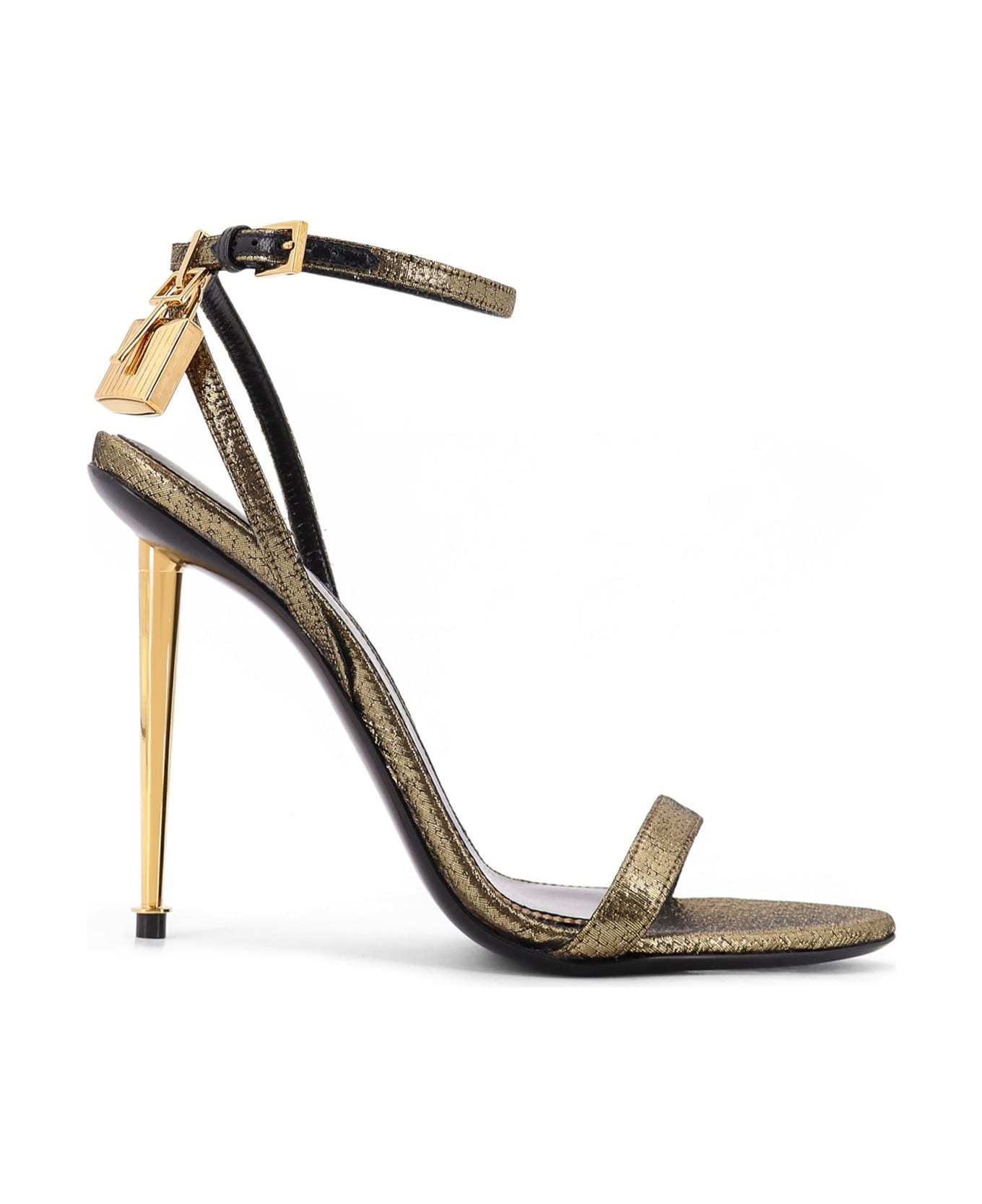 Laminated Leather Sandals With Logoed Padlock - 1