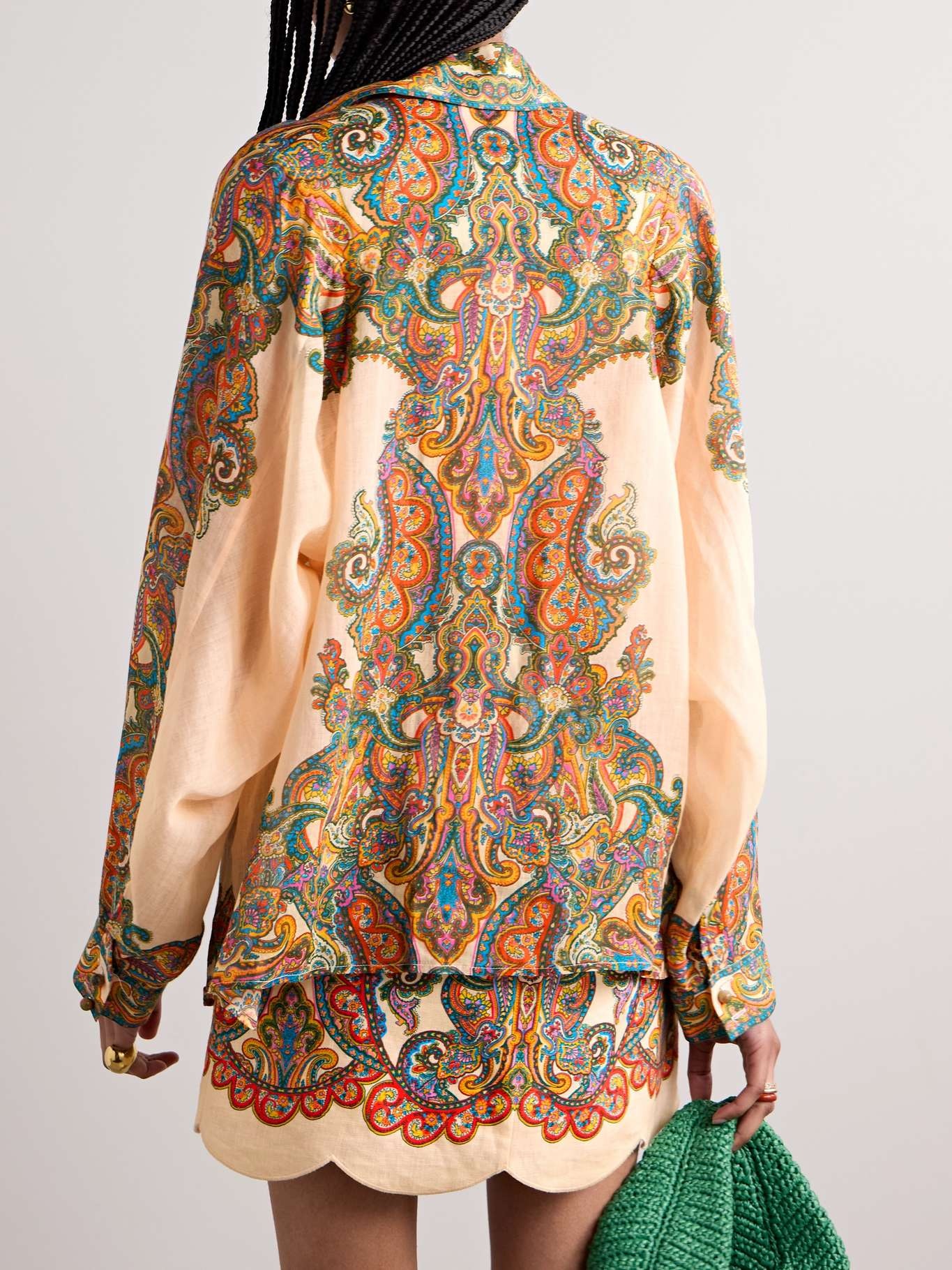 Ottie oversized paisley-print ramie shirt - 4