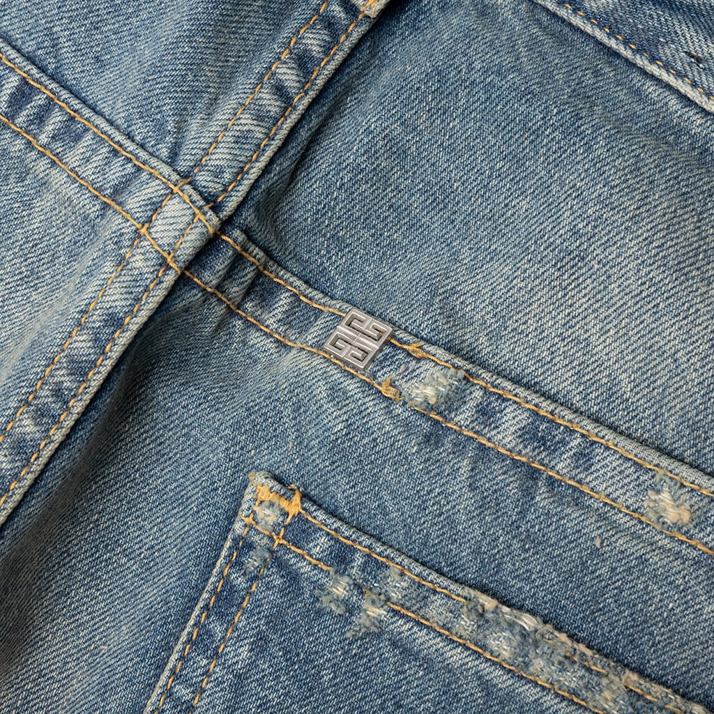 UNPICKED HEM STRAIGHT FIT PANT - MEDIUM BLUE - 5