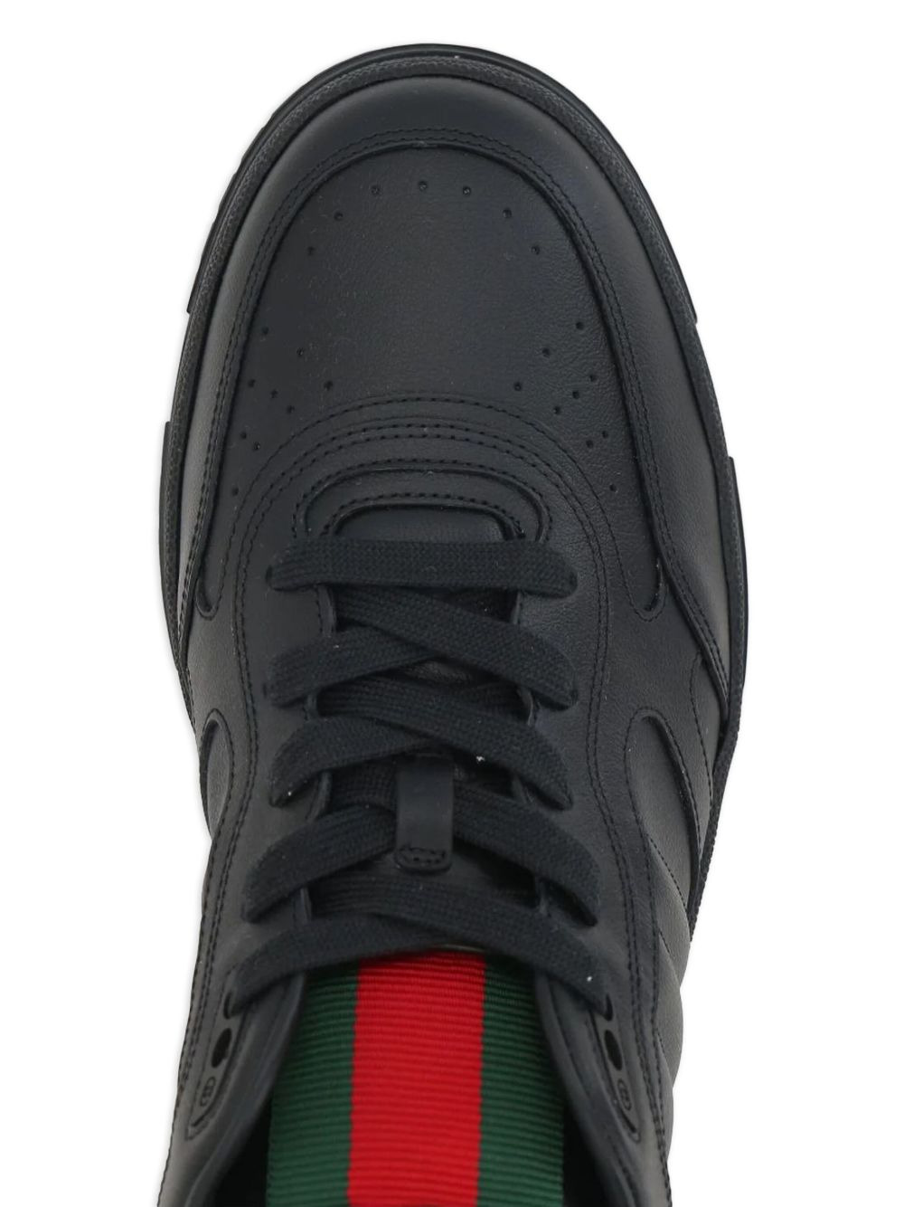 leather perforated sneakers - 4