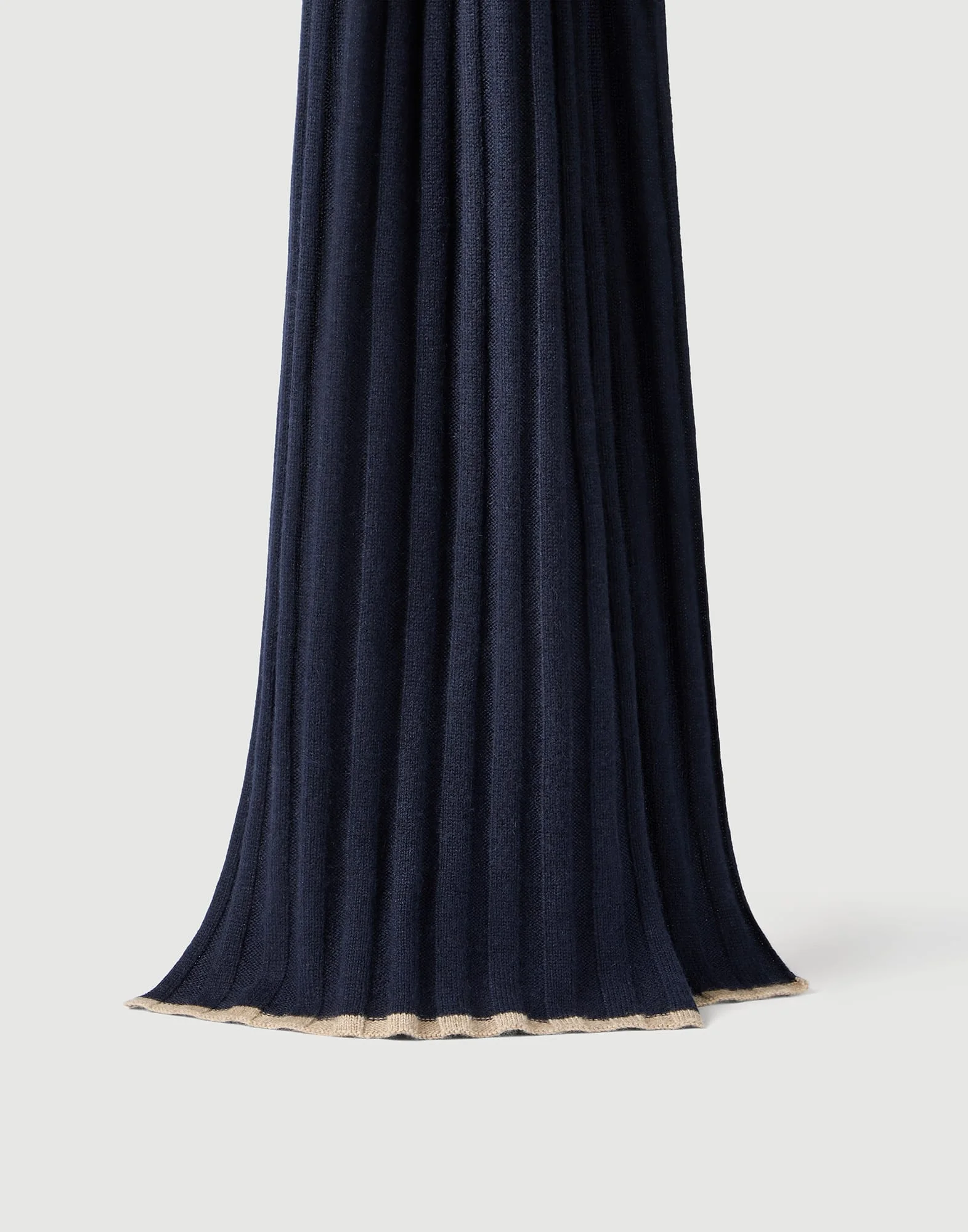 Cashmere rib knit scarf - 1