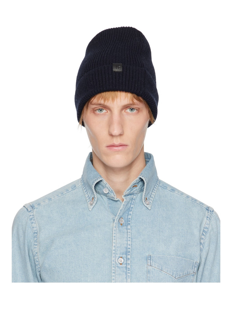 Navy Cashmere Beanie - 1