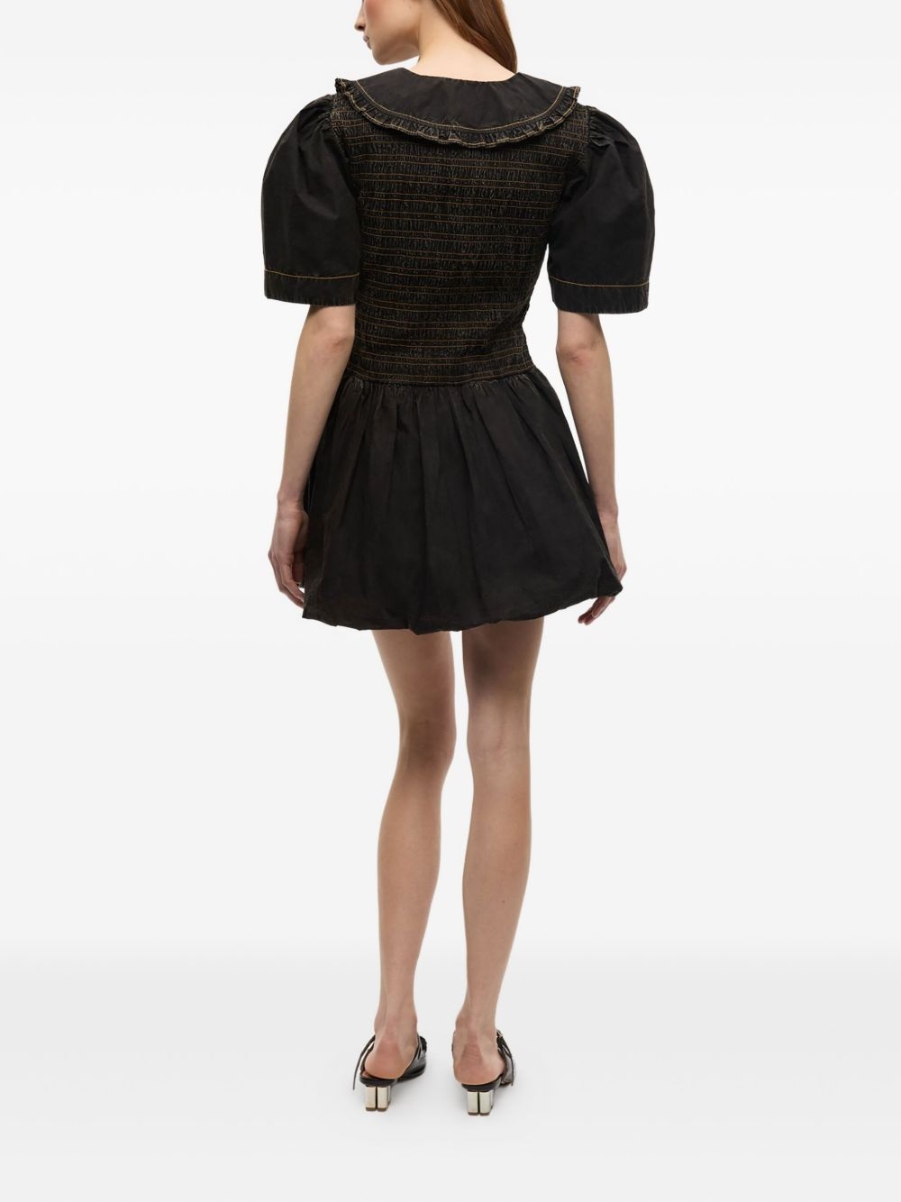 smocked dress with puff sleeves - 3