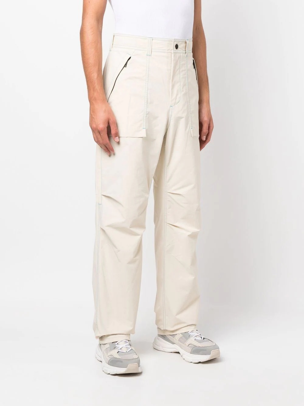 appliqué logo straight-leg trousers - 3