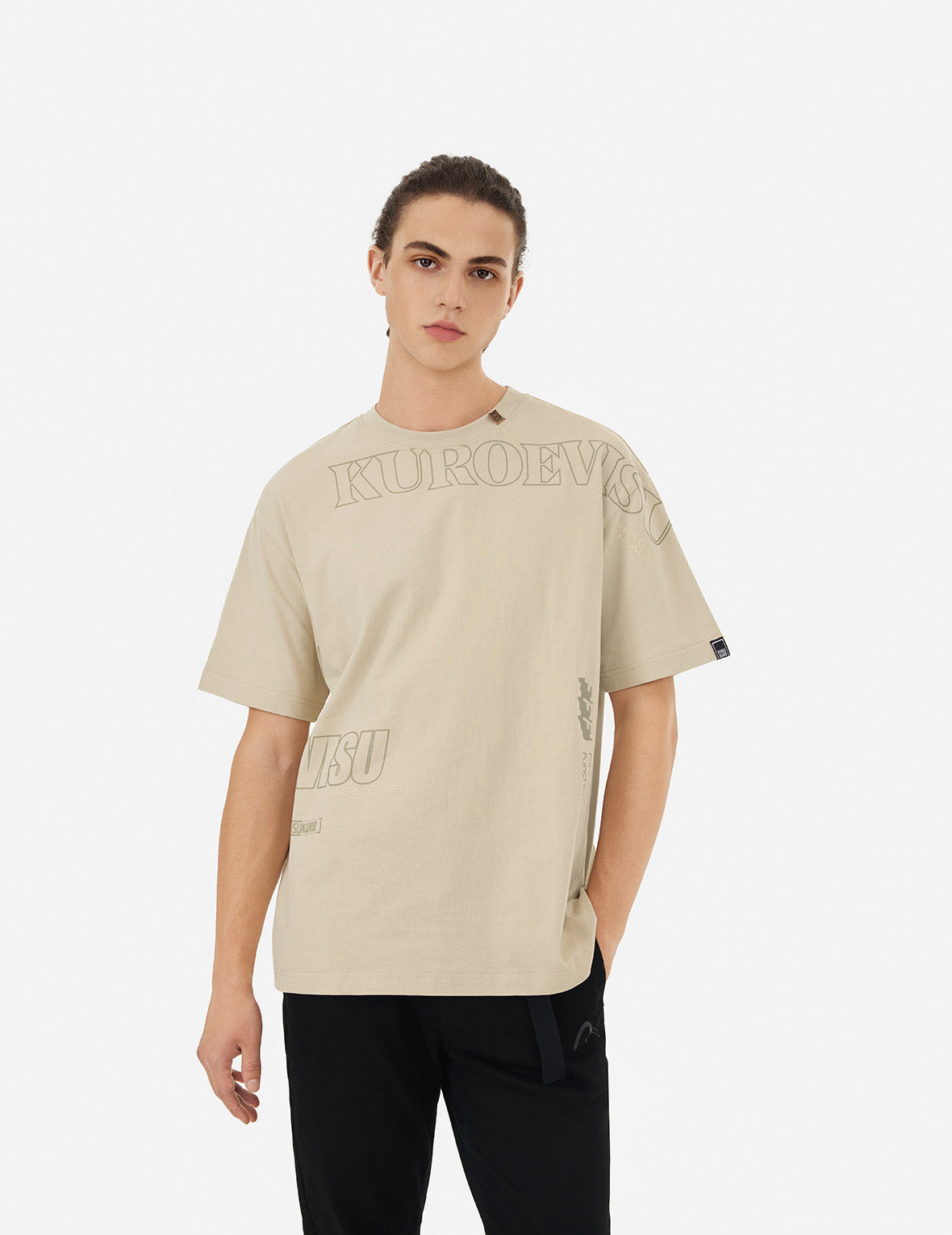 Logo and Slogan Print Fashion Fit T-Shirt - 5