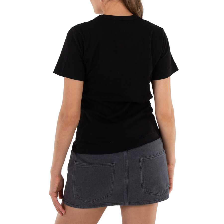 Comme Des Garcons Play Ladies Black T-shirt With Heart Print & Patch - 3