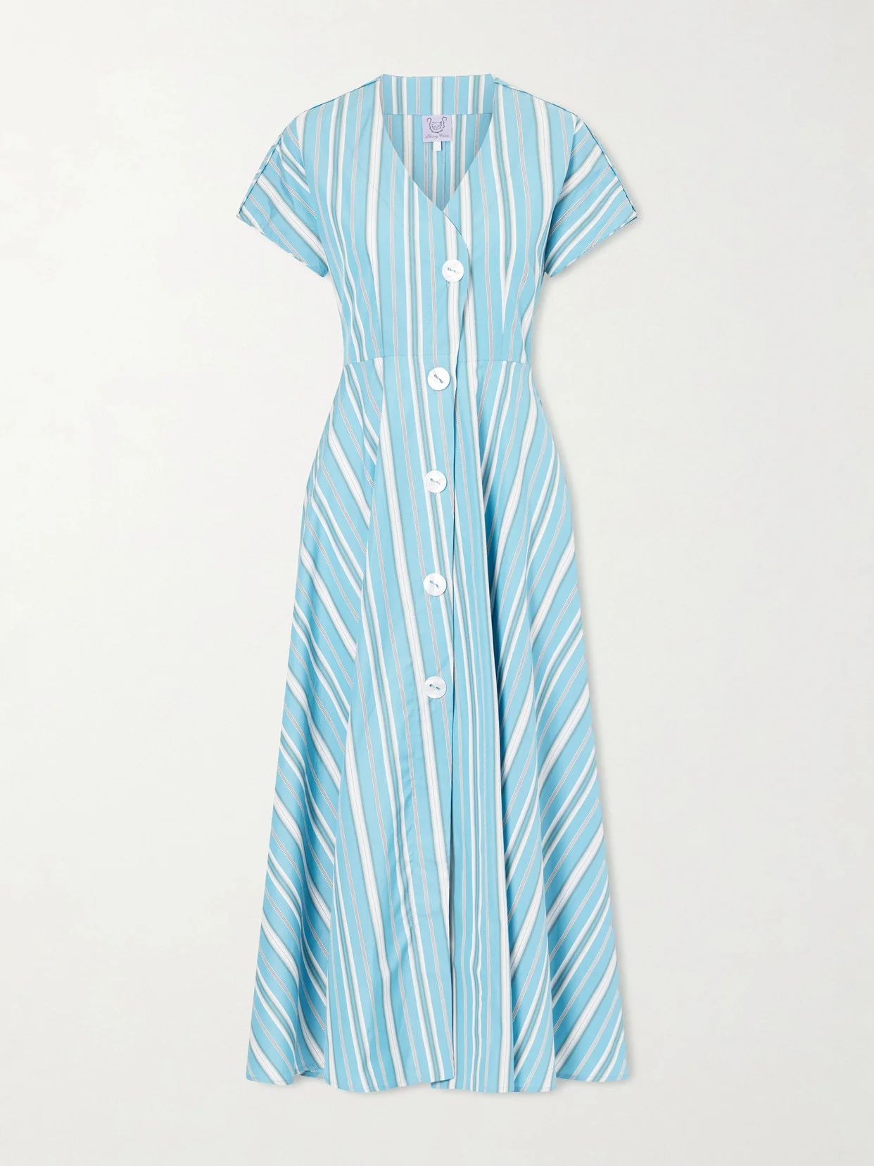 Cassandra Striped Cotton-poplin Midi Dress - 1