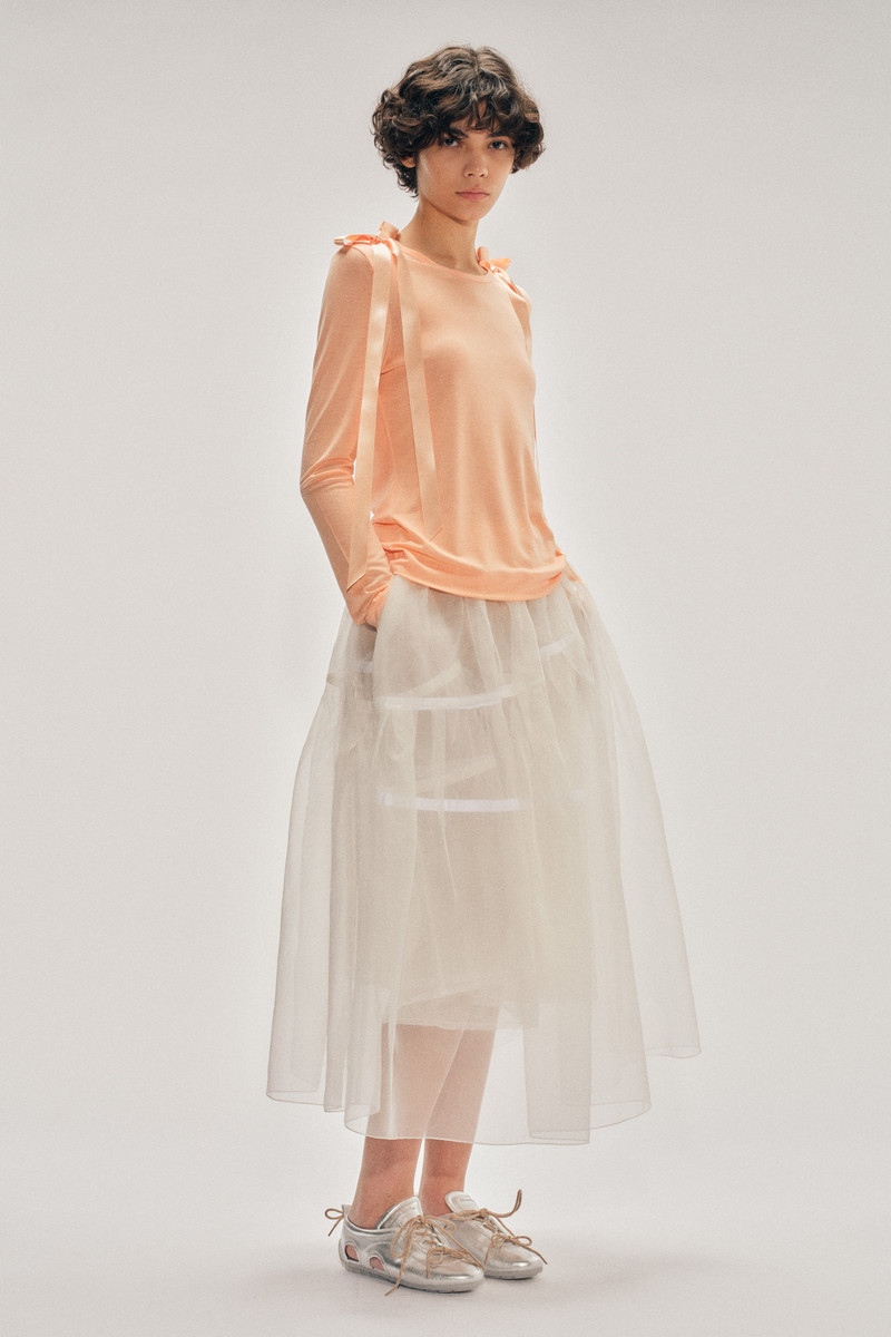 Simone Rocha Bow Ribbon Tail Long Sleeve T-Shirt outlook