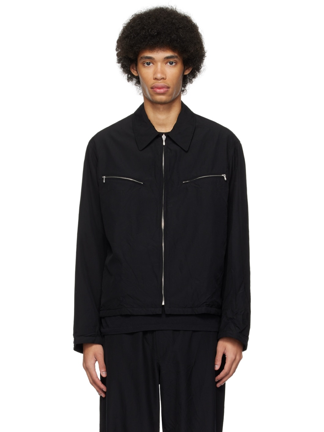 Black Crinkled Reversible Jacket - 1