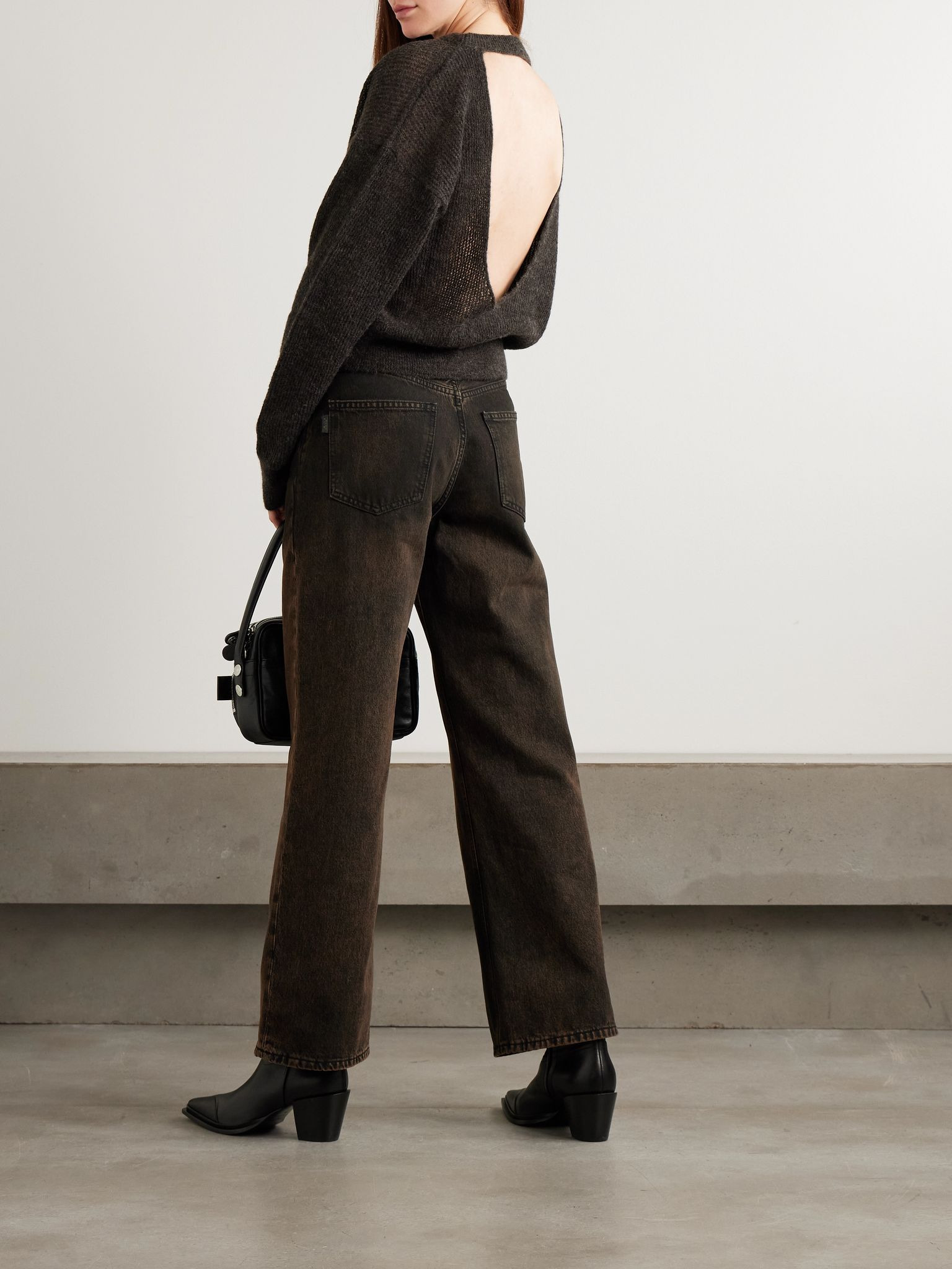 Blair open-back ribbed-knit sweater Brown - 2