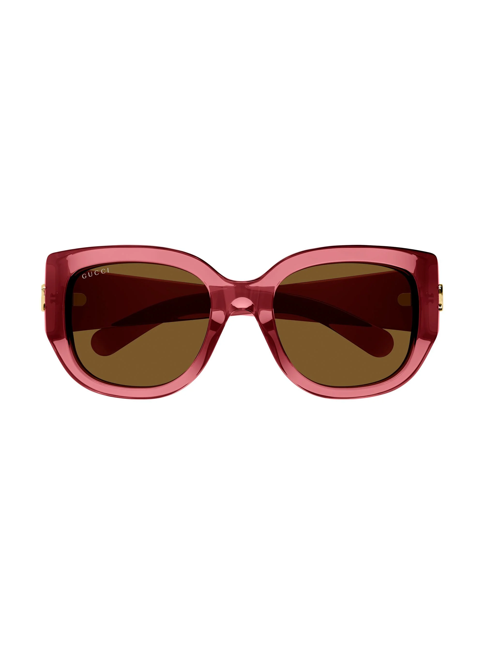 Women's GG Corner 52MM Round Injection Sunglasses - Transparent Red Brown - 1