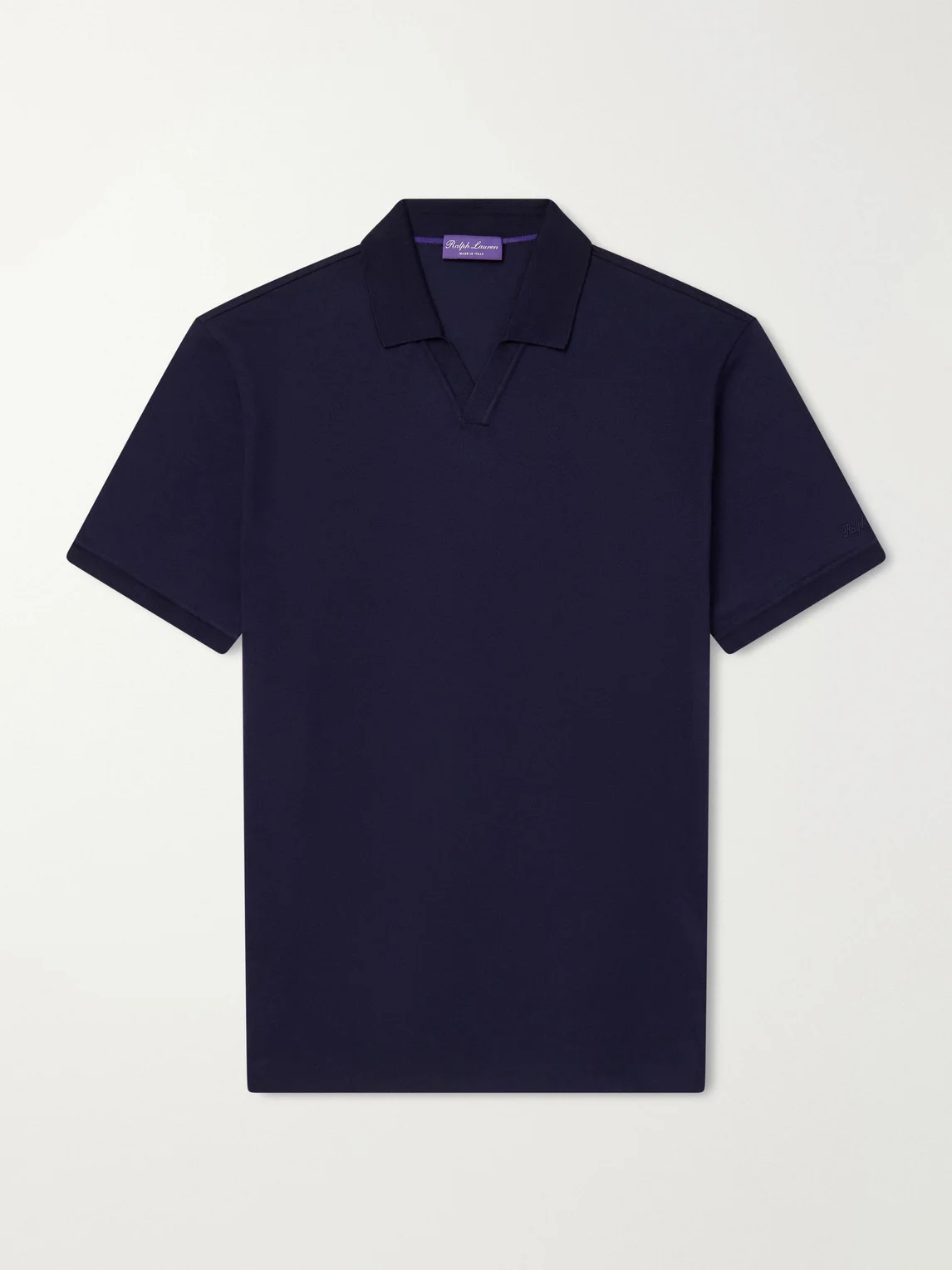 Johnny-Collar Cotton and Cashmere-Blend Piqué Polo Shirt - 1