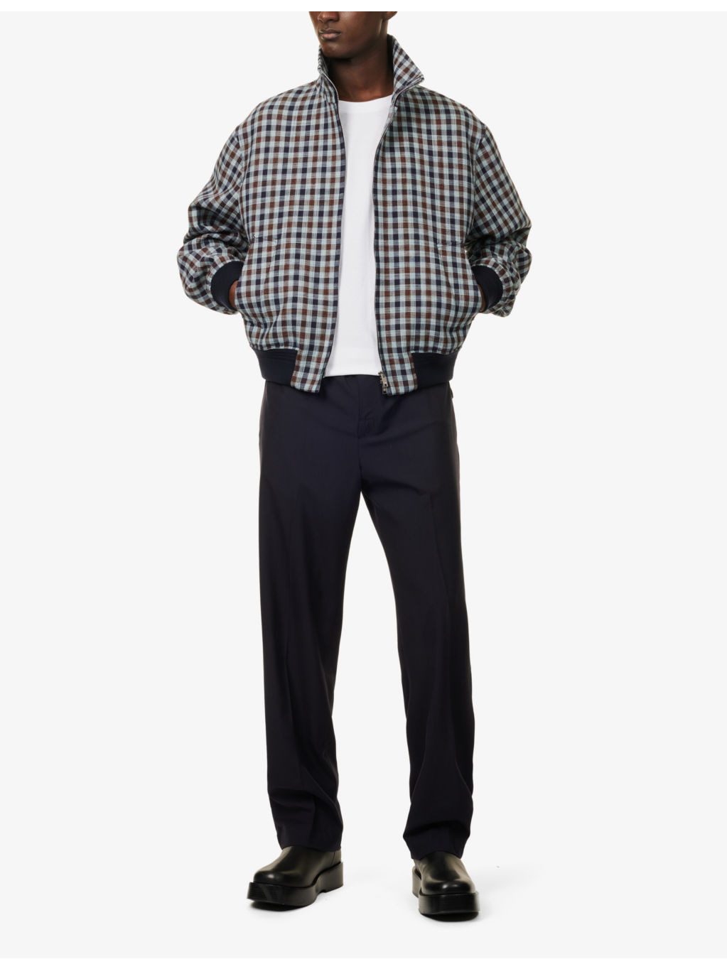 Elasticated-Waistband Tapered-Leg Regular-Fit Wool Trousers - 2