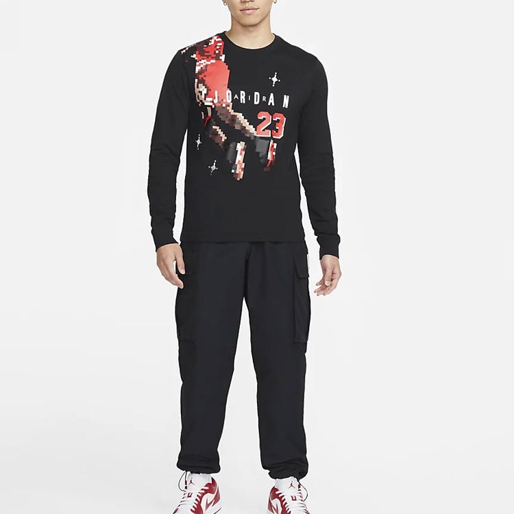 Air Jordan Brand Holiday Casual Sports Round Neck Alphabet Printing Long Sleeves Black DC9794-010 - 3