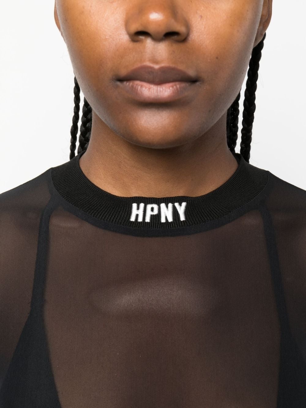 logo-embroidered mesh bodysuit - 8