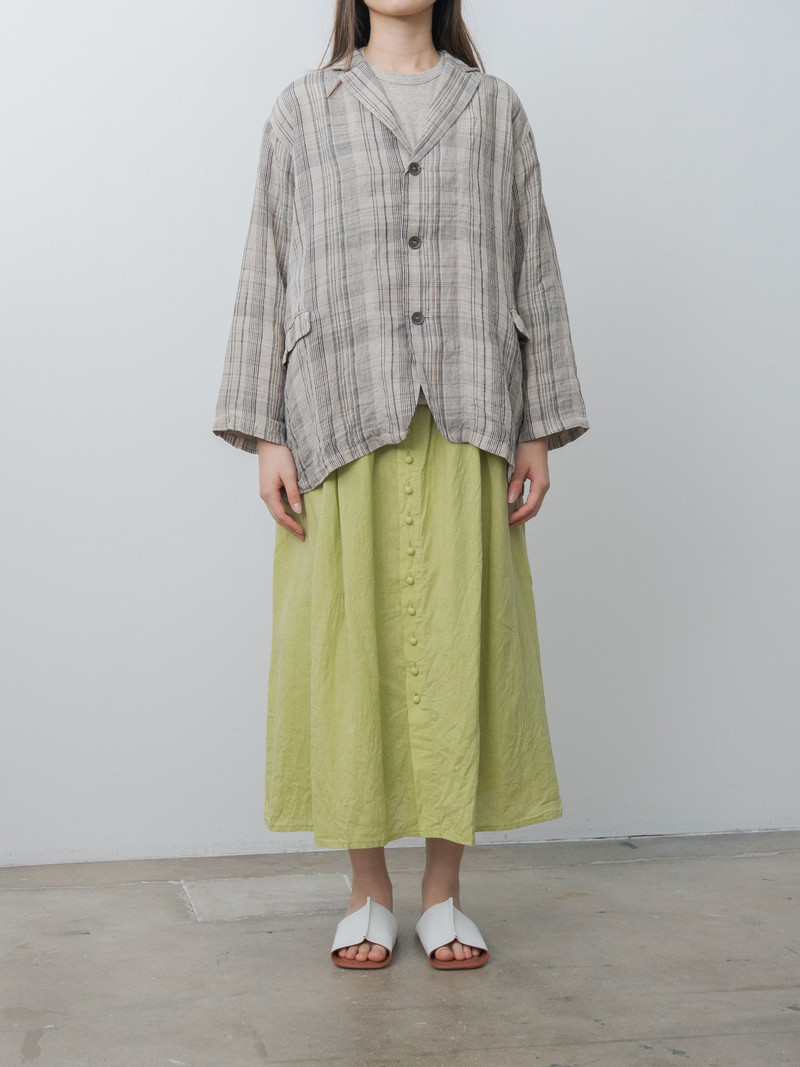 ICHI Antiquités Linen Check Jacket - Natural outlook