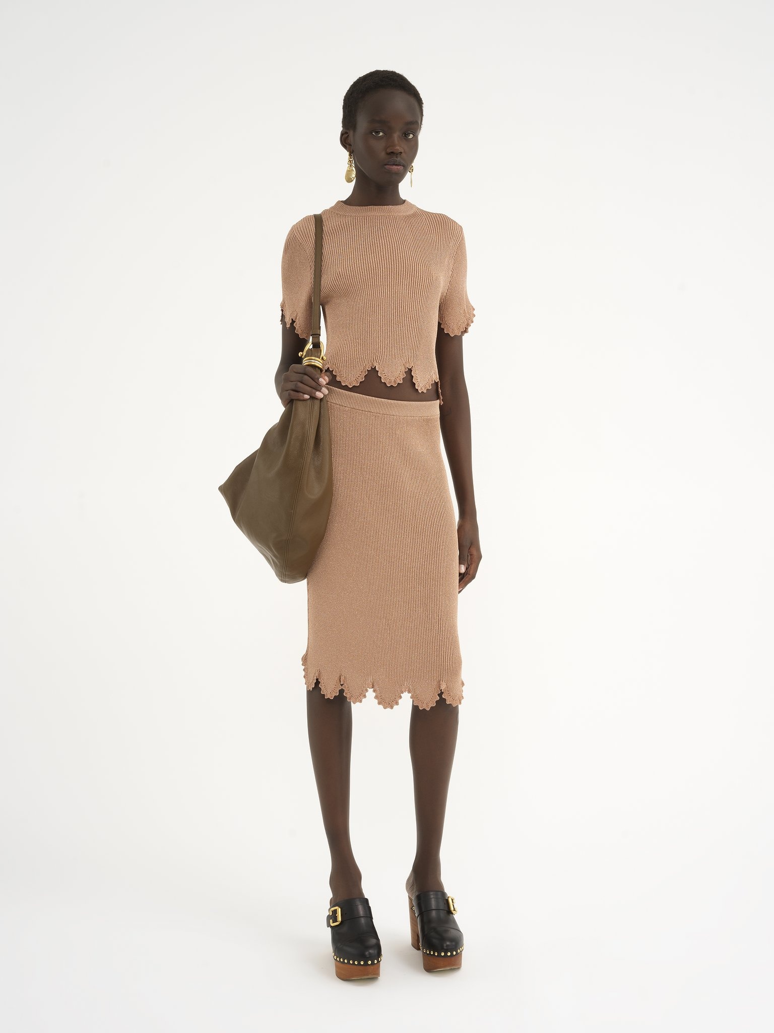 FITTED SCALLOP SKIRT IN VISCOSE-BLEND KNIT - 3