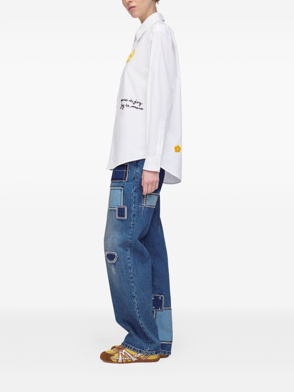 flower-patch cotton shirt - 3