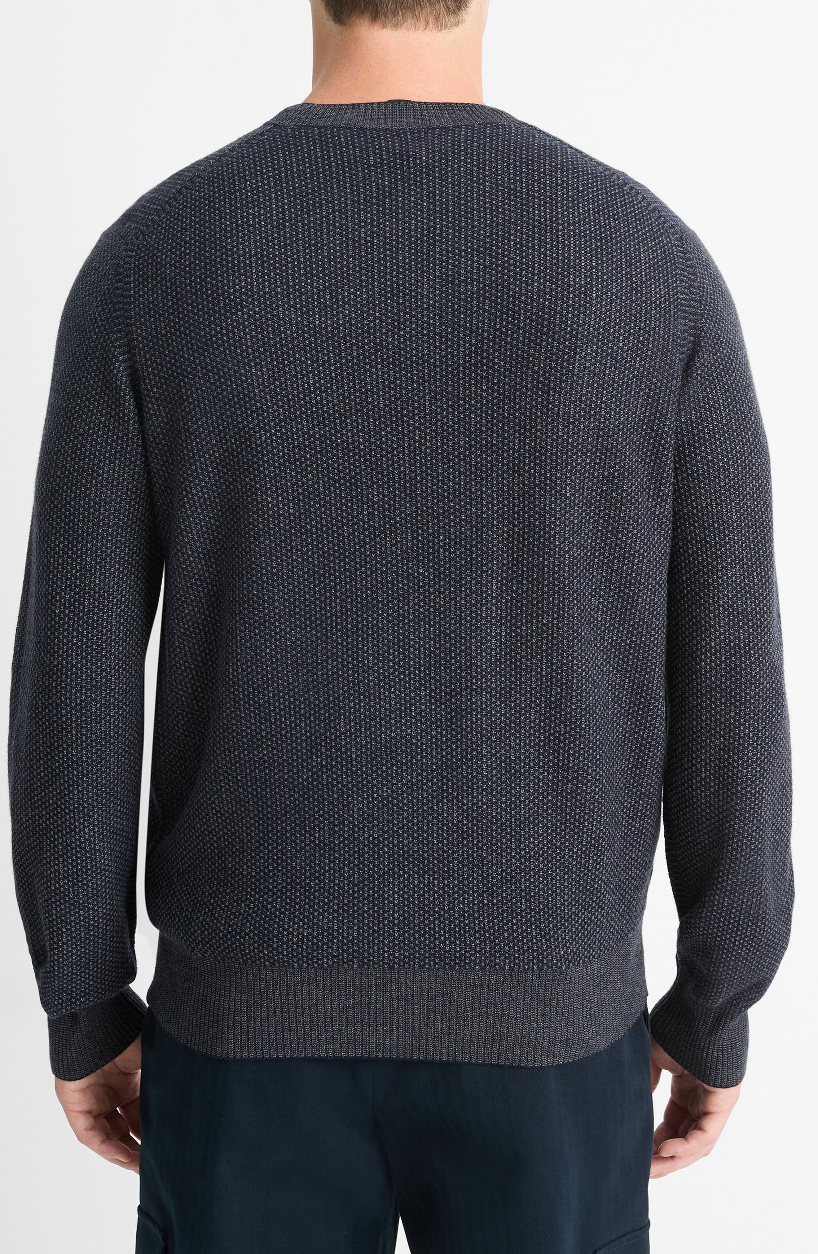 Vince Geometric Jacquard Wool & Cotton Blend Crewneck Sweater in Coastal/Med Heather Grey at Nordstr - 2