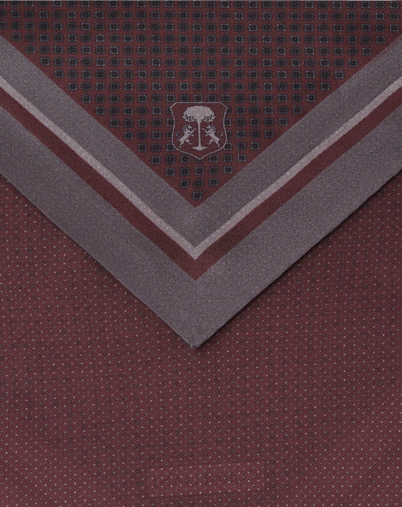 Burgundy/Grey pure silk pocket square 3