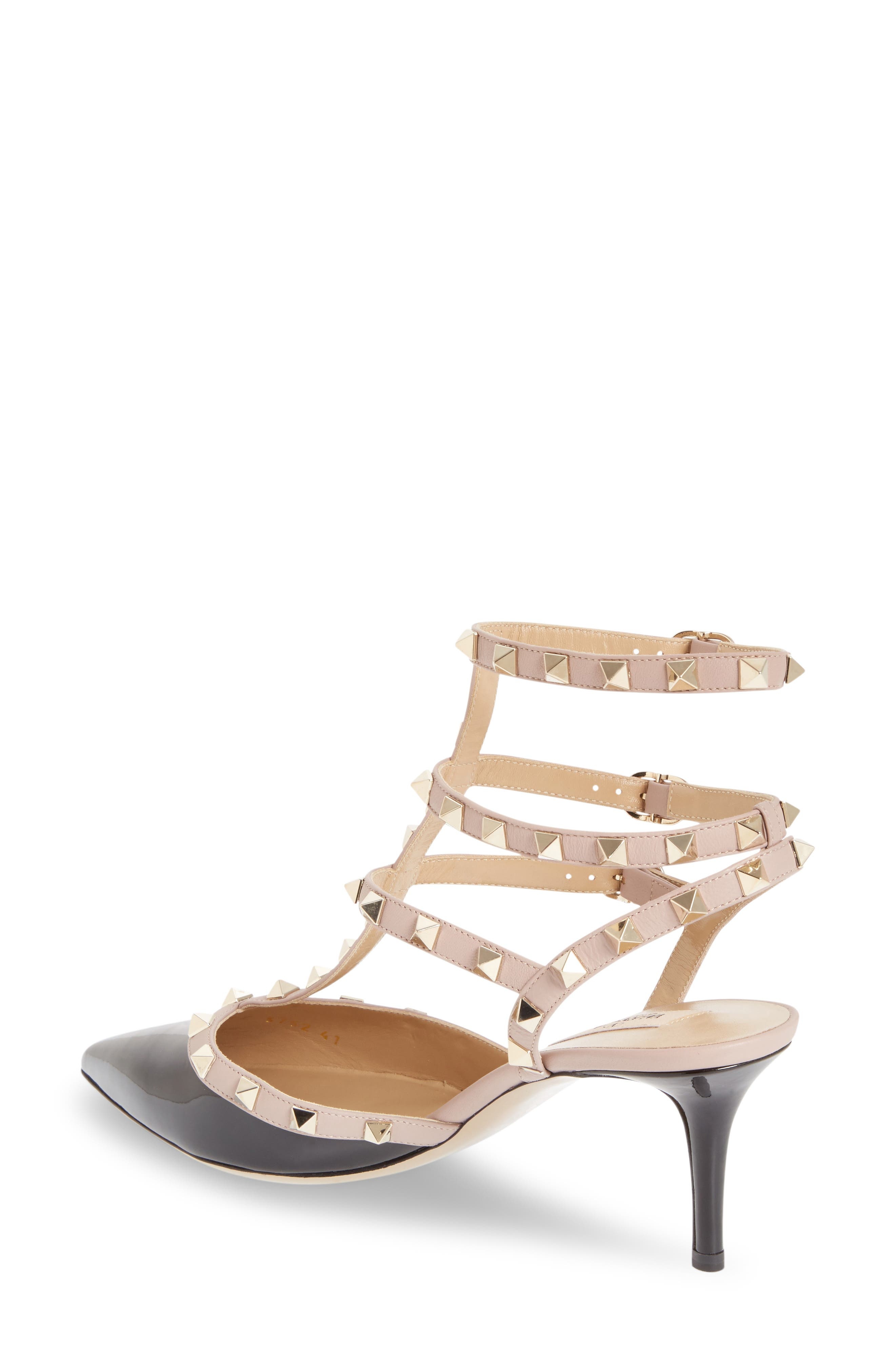 Valentino Garavani Rockstud Strappy Pointed Toe Pump in N91 Nero/poudre at Nordstrom - 2