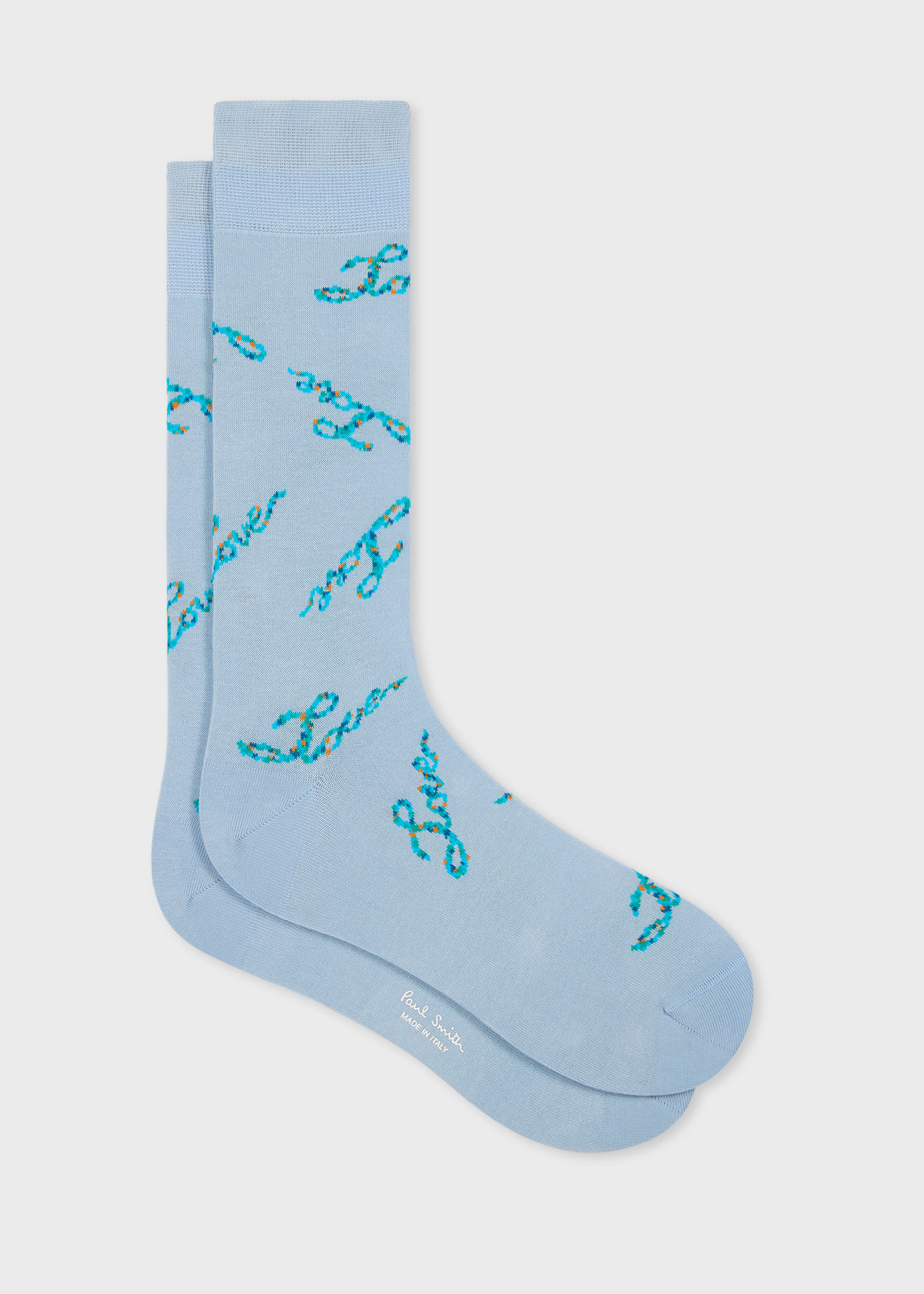 Sky Blue 'Love' Socks - 1