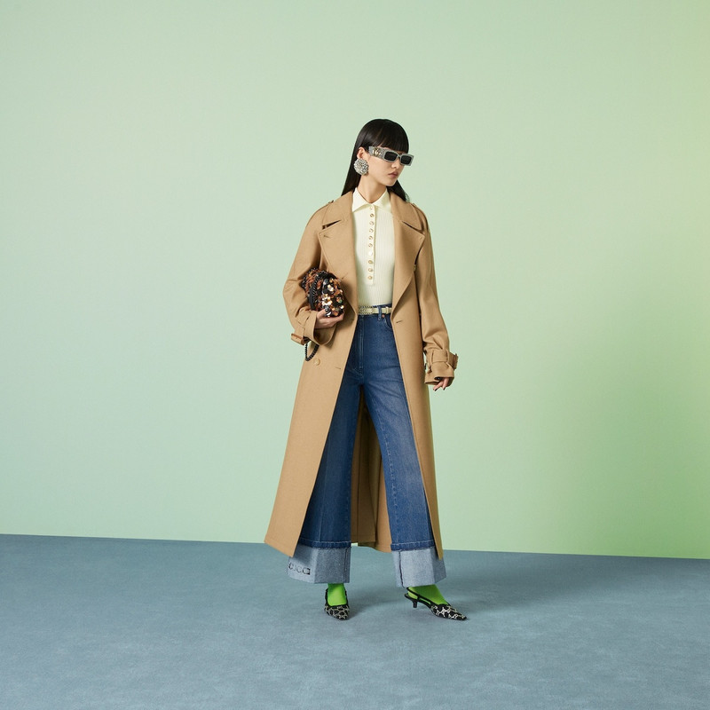 GUCCI Denim pant with Gucci print outlook
