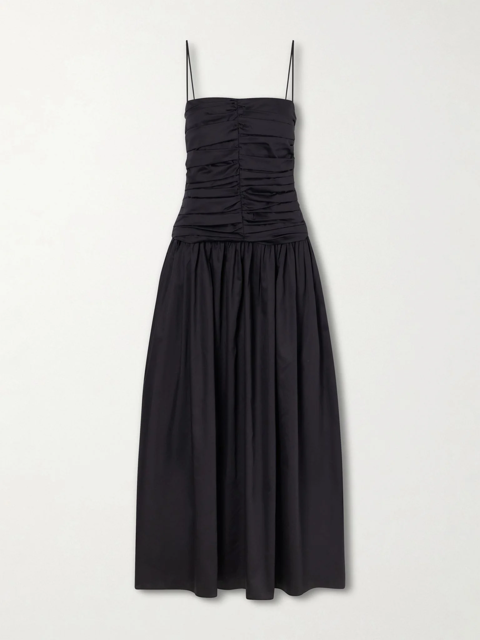 Amina gathered organic cotton dress Black - 1