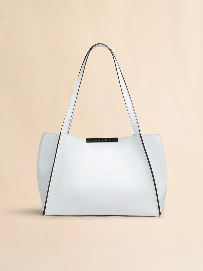 WHITE LEATHER CRESTA E/W SMALL TOTE BAG 1